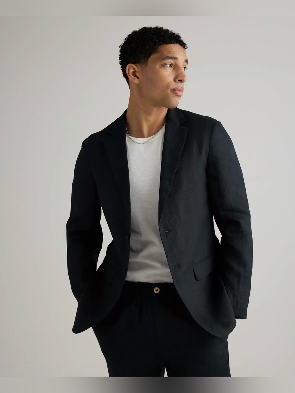 Quince Men’s 100% European Linen Blazer Black - Size XXL